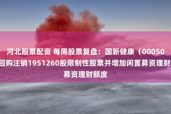 河北股票配资 每周股票复盘：国新健康（000503）回购注销1951260股限制性股票并增加闲置募资理财额度