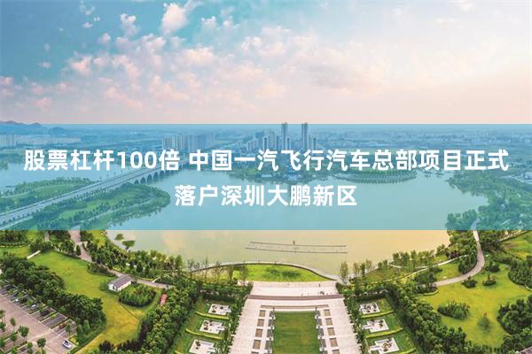 股票杠杆100倍 中国一汽飞行汽车总部项目正式落户深圳大鹏新区