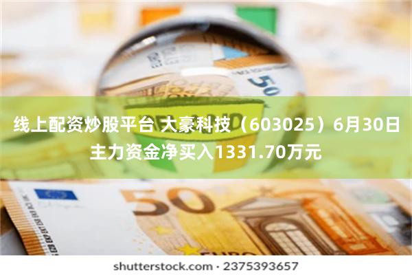 线上配资炒股平台 大豪科技（603025）6月30日主力资金净买入1331.70万元