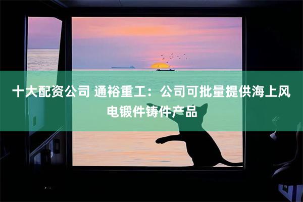 十大配资公司 通裕重工：公司可批量提供海上风电锻件铸件产品