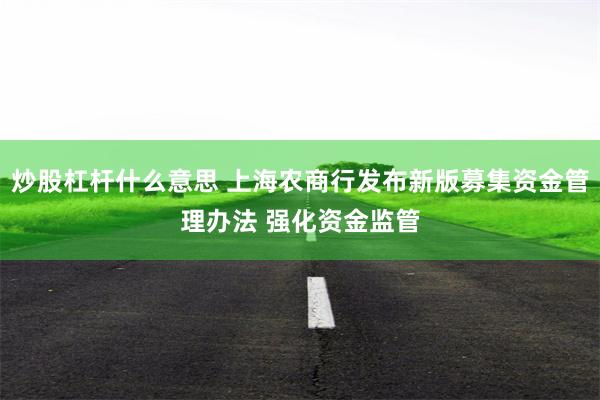 炒股杠杆什么意思 上海农商行发布新版募集资金管理办法 强化资金监管