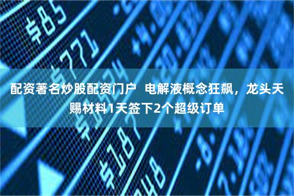 配资著名炒股配资门户  电解液概念狂飙，龙头天赐材料1天签下2个超级订单