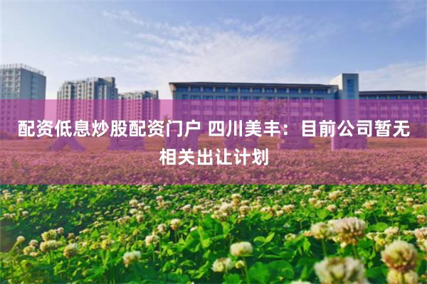 配资低息炒股配资门户 四川美丰：目前公司暂无相关出让计划
