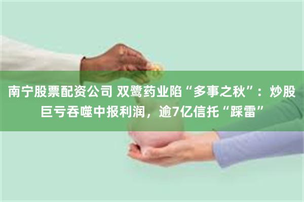 南宁股票配资公司 双鹭药业陷“多事之秋”：炒股巨亏吞噬中报利润，逾7亿信托“踩雷”