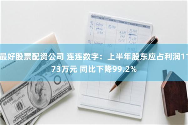 最好股票配资公司 连连数字：上半年股东应占利润1173万元 同比下降99.2%