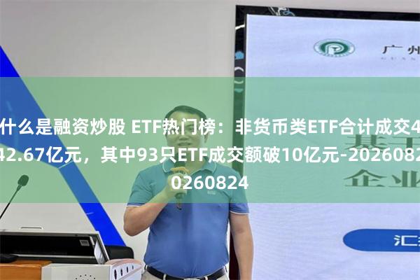 什么是融资炒股 ETF热门榜：非货币类ETF合计成交4542.67亿元，其中93只ETF成交额破10亿元-20260824