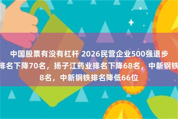 中国股票有没有杠杆 2026民营企业500强退步榜：晶科能源排名下降70名，扬子江药业排名下降68名，中新钢铁排名降低66位