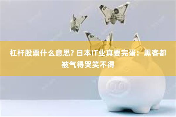 杠杆股票什么意思? 日本IT业真要完蛋:黑客都被气得哭笑不得